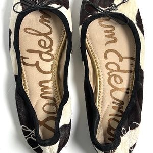Sam Edelman Felicia Faux Pony Hair/Animal Print Ballet Flat elasticized heel 7